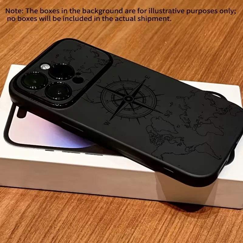 Phone Case For iPhone 11 Cases iPhone 15 16 17 18 Pro Max 14 13 12 X XS Plus Air Creative Compass Pattern Shockproof Soft Cover